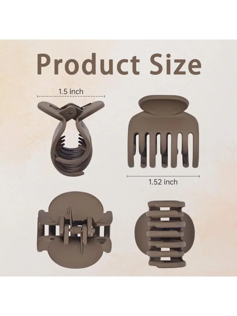 Double Row Teeth Claw Clips for Thin Hair - 4 Pack Matte Non-Slip Short Hair